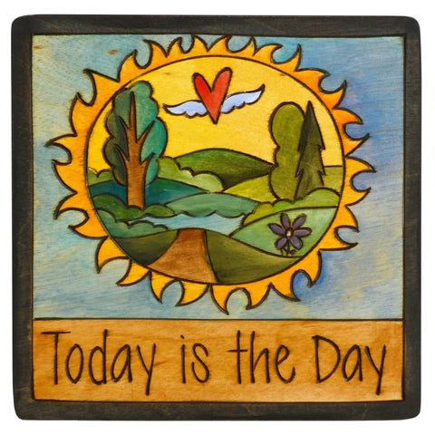 Sticks Plaque Today is the Day PLQ001-D700410, Artistic Artisan Designer Plaques Wall Art With Inspiration Words, Phrases, and Sayings