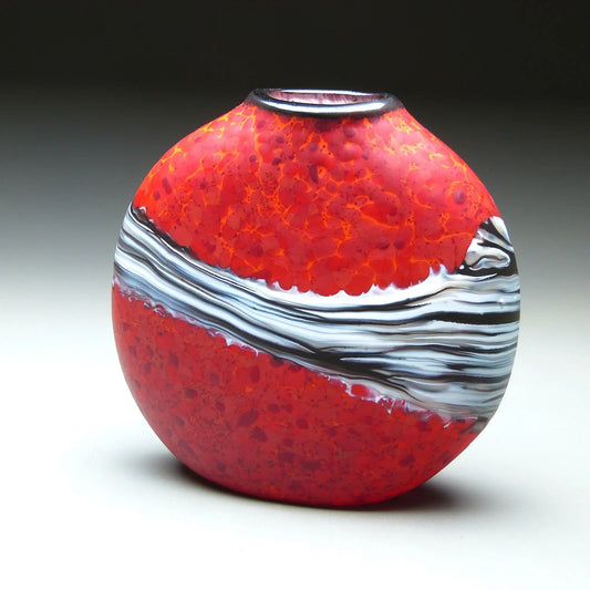 Strata Series in Red Handblown Glass Vase by Thomas Spake Studios Artisan Handblown Art Glass Vases