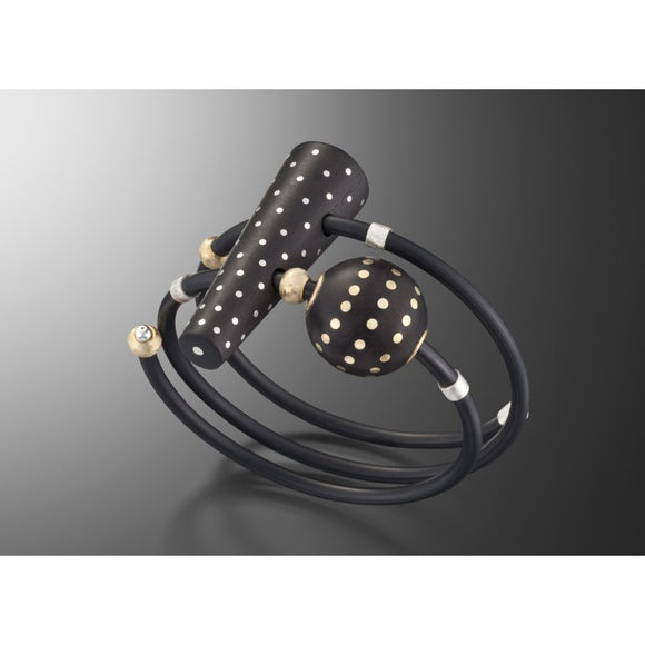 Suzanne Linquist Red Circle Metals Bracelet 12B1, Artistic Artisan Designer Jewelry