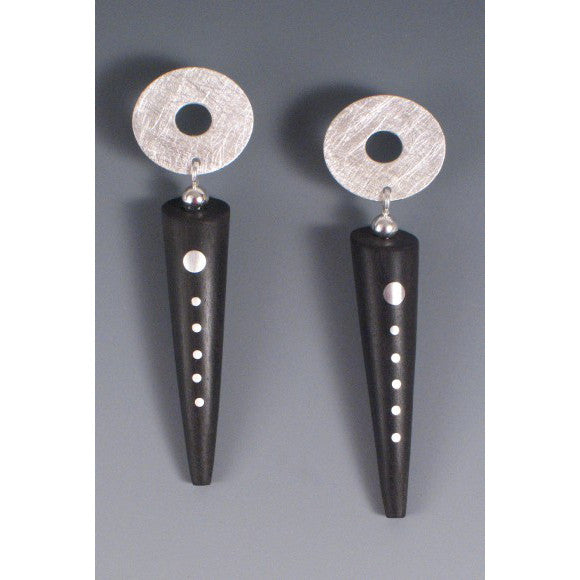 Suzanne Linquist Red Circle Metals Earrings 12E37, Artistic Artisan Designer Jewelry