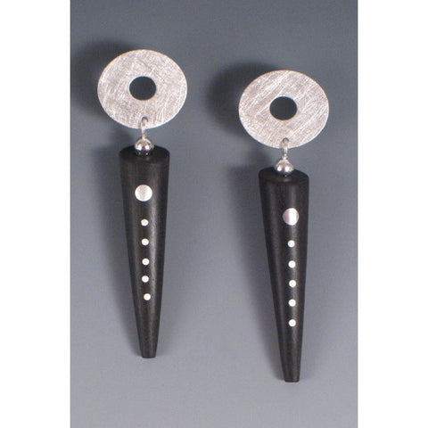 Suzanne Linquist Red Circle Metals Earrings 12E37, Artistic Artisan Designer Jewelry