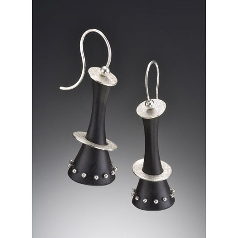 Suzanne Linquist Red Circle Metals Earrings 8E18, Artistic Artisan Designer Jewelry