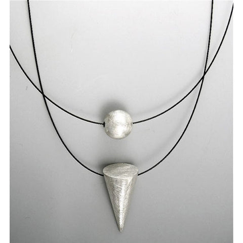 Suzanne Linquist Red Circle Metals Necklace 6N7, Artistic Artisan Designer Jewelry