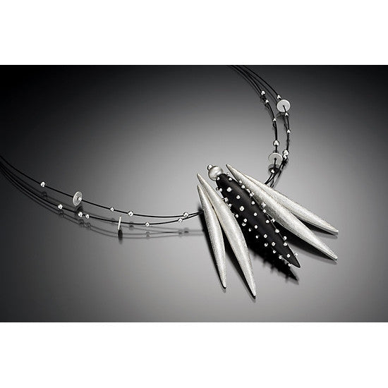 Suzanne Linquist Red Circle Metals Necklace 7N36, Artistic Artisan Designer Jewelry