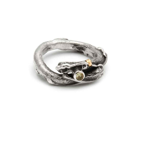 Tamara Kelly Designs Fused Twig Ring with Stone TKL R5 Wearable Art Jewelry