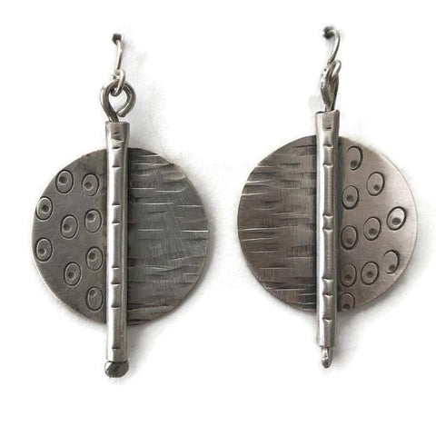 Textured Sterling and Oxidized Silver Earrings E236 by Joanna Craft Jewelry Design Artistic Artisan Designer Jewelry