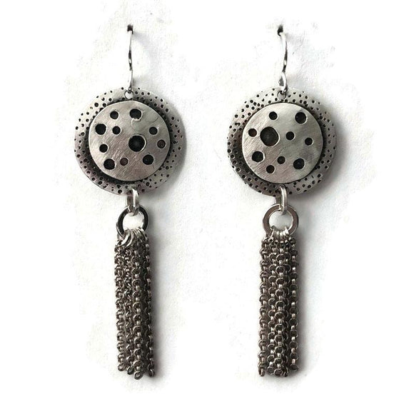 Textured and Stamped Sterling Silver Earrings E274 by Joanna Craft Jewelry Design Artistic Artisan Designer Jewelry