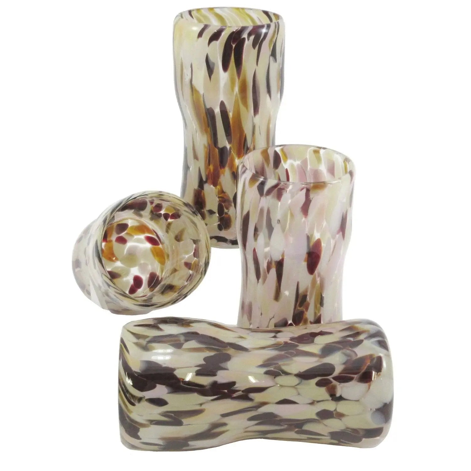The Furnace Glassworks Everyday Glasses EVRY4 Shown In Almond Four Piece Set Functional Artisan Handblown Art Glass Glasses