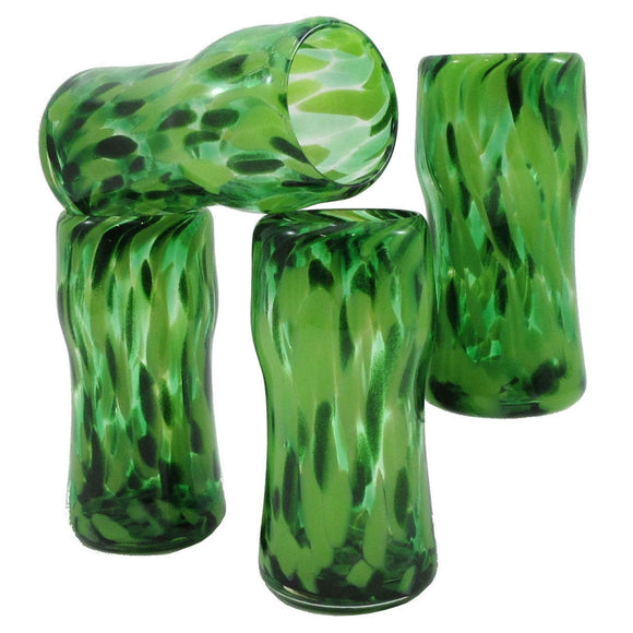 The Furnace Glassworks Everyday Glasses EVRY4 Shown In Green Four Piece Set Functional Artisan Handblown Art Glass Glasses