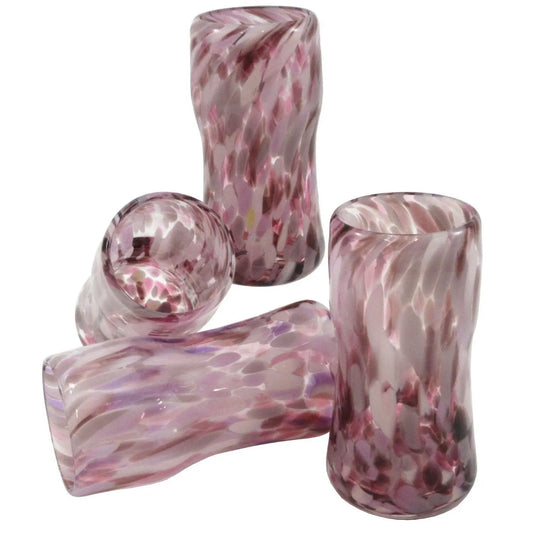 The Furnace Glassworks Everyday Glasses EVRY4 Shown In Rose Violet Four Piece Set Functional Artisan Handblown Art Glass Glasses