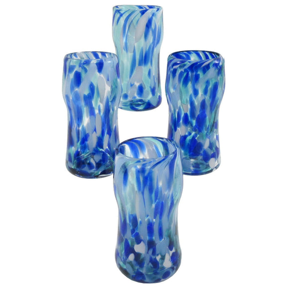The Furnace Glassworks Everyday Glasses EVRY4 Shown in Blue Four Piece Set Functional Artisan Handblown Art Glass Glasses