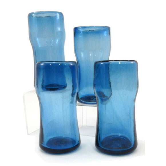 The Furnace Glassworks Everyday Luxe Glasses EVRY4 Shown In Indigo Four Piece Set Functional Artisan Handblown Art Glass Glasses