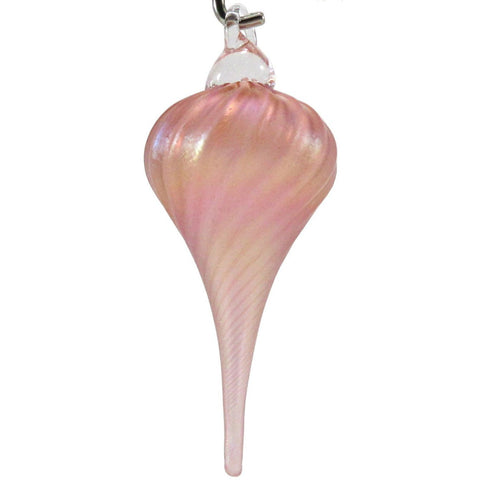 The Furnace Glassworks Frosted Drop Ornament Show In Peach Artisan Handblown Art Glass Ornaments