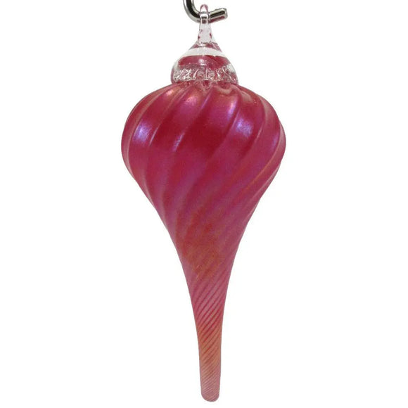 The Furnace Glassworks Frosted Drop Ornament Shown In Cinnamon Artisan Handblown Art Glass Ornaments