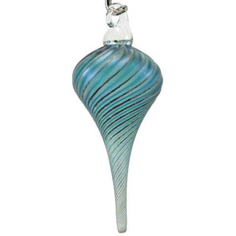 The Furnace Glassworks Frosted Drop Ornament Shown In Frozen Blue Artisan Handblown Art Glass Ornaments