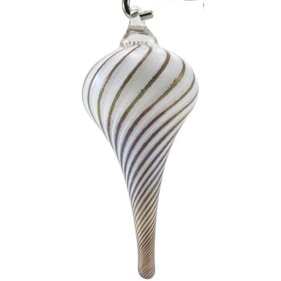 The Furnace Glassworks Frosted Drop Ornament Shown in Gold Swirl Artisan Handblown Art Glass Ornaments