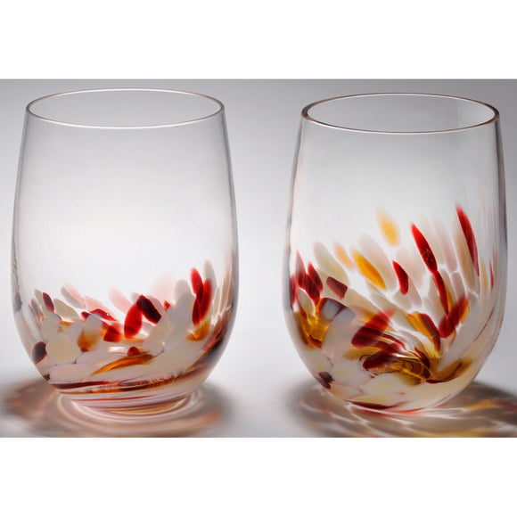 The Furnace Glassworks Vino Breve Glasses Shown In Almond Four Piece Set Functional Artisan Handblown Art Glass Glasses