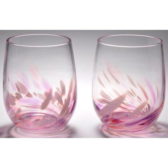 The Furnace Glassworks Vino Breve Glasses Shown In Rose Violet Four Piece Set Functional Artisan Handblown Art Glass Glasses