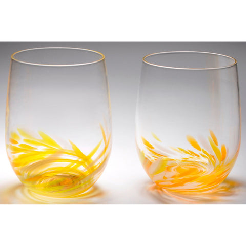 The Furnace Glassworks Vino Breve Glasses Shown In Yellow Functional Artisan Handblown Art Glass Glasses
