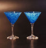 The Glass Forge Martini Glass Shown In Crater Artistic,, Functional Artisan Handblown Art Glass Barware Drinkware, Handmade in the USA, Handmade in the USA