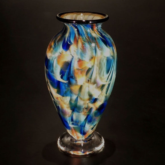 The Glass Forge Vase Shown In ET Blue Sun DD Artistic Functional Artisan Handblown Art Glass Vases
