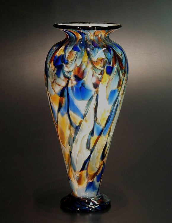 The Glass Forge Vase Shown In ET Blue Sun DD XL Artistic Functional Artisan Handblown Art Glass Vases