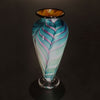 The Glass Forge Vase Shown In Salmon Purple Lagoon Feather Artistic Functional Artisan Handblown Art Glass Vases