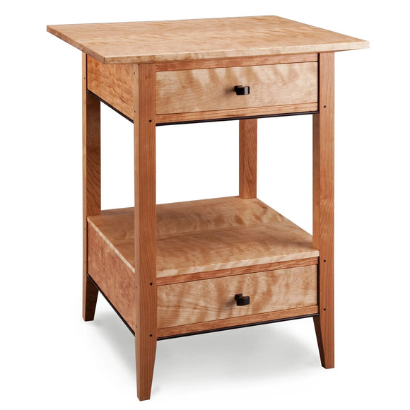 Thomas William Furniture Birch Cherry and Wenge Wood Two Drawer End Table Artistic Artisan Designer End Tables