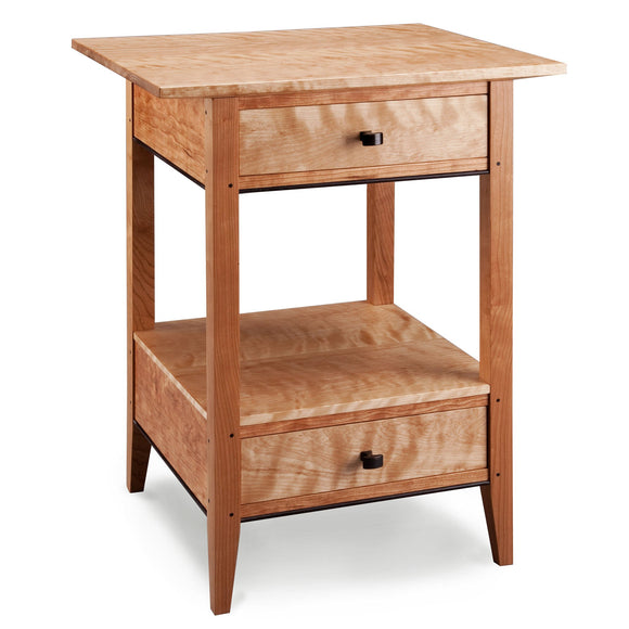 Thomas William Furniture Birch Cherry and Wenge Wood Two Drawer End Table Artistic Artisan Designer End Tables
