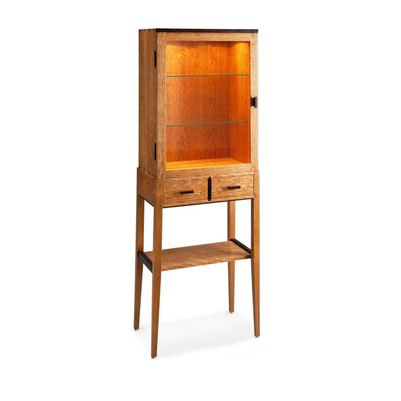 Thomas William Furniture Tall Cherry Display Cabinet, Artistic Artisan Designer Cabinets