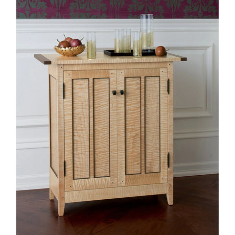 Thomas William Furniture Tiger Maple Side Cabinet, Artistic Artisan Designer Side Cabinets