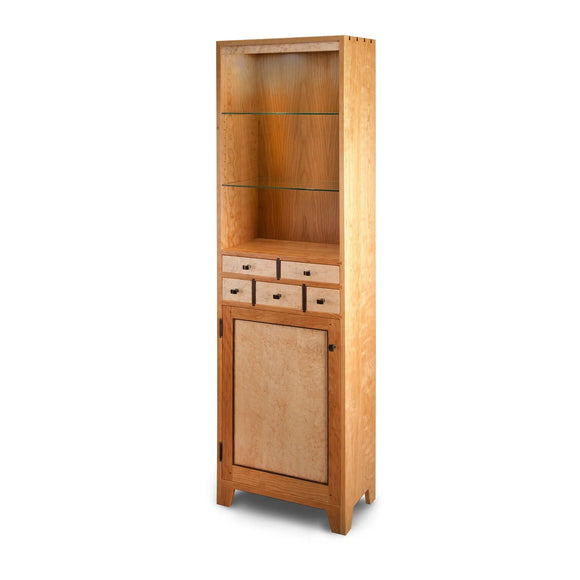 Thomas William Furniture Tom Dumke Curio Cupboard Birdseye Maple Wood 01a Shaker Style Keepsake Cabinets Furniture