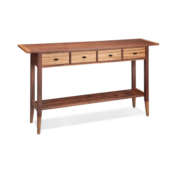 Thomas William Furniture Tom Dumke Solid Walnut and Zebrawood Four Drawer Sofa Hall Table 02a Classic Shaker Style Furniture