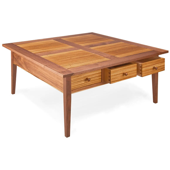 Thomas William Furniture Walnut and Zebra Coffee Table Artistic Artisan Designer Coffee Tables