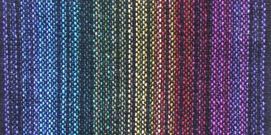 Trillium Handmade Weavers Chenille Scarf in Black Rainbow, Artistic Artisan Designer Chenille Scarves