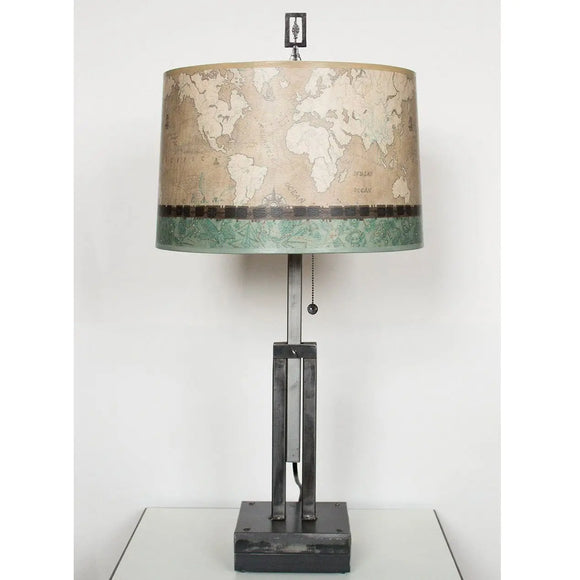 Janna Ugone and Co. Adjustable-Height Steel Table Lamp RLG862-AS with Large Drum Shade
