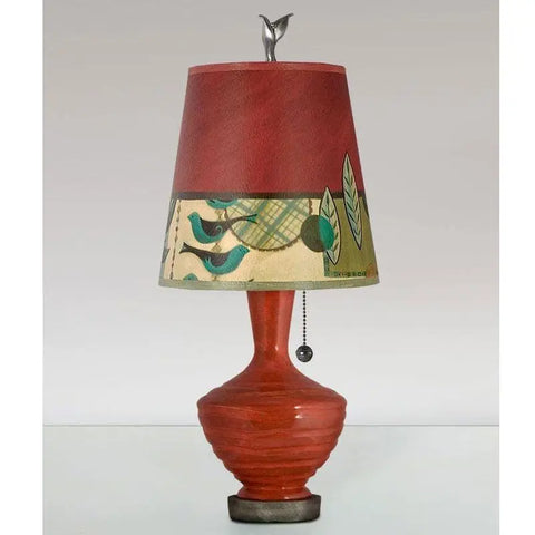 Janna Ugone and Co. Ceramic Base Table Lamp PLG750-P in Red with Small Drum Shade