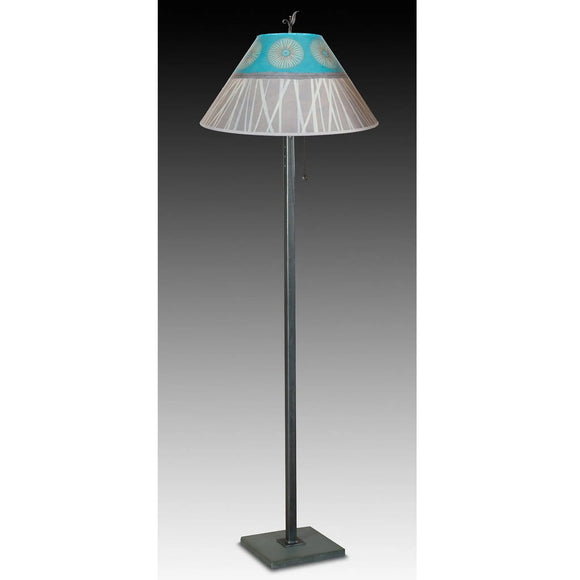 Janna Ugone and Co. Steel Floor Lamp FLG562-STM on Marble with Large Conical Shade