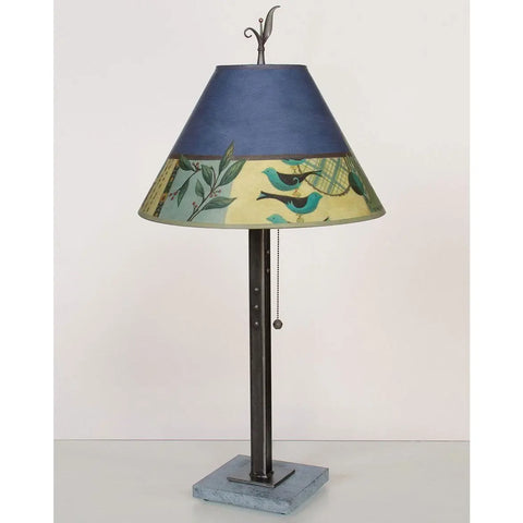 Janna Ugone and Co. Steel Table Lamp RLG162-STM on Marble with Medium Conical Shade