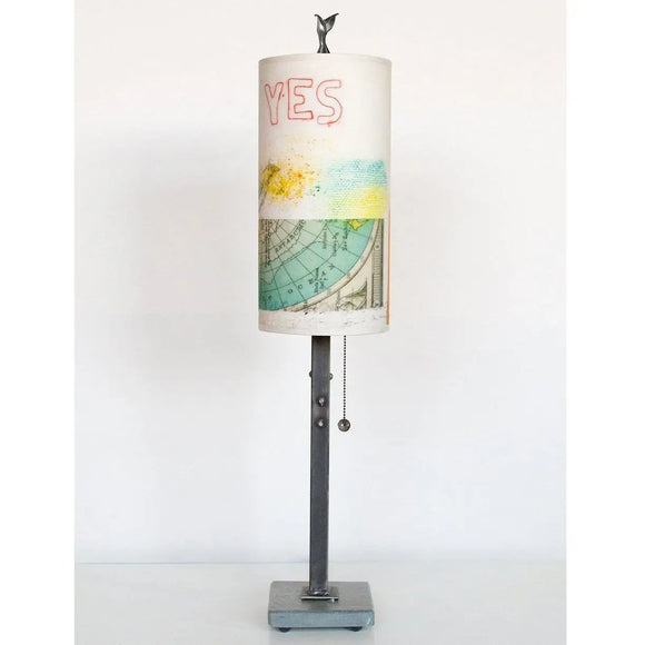 Janna Ugone and Co. Steel Table Lamp RLG720-STM on Marble with Small Tube Shade
