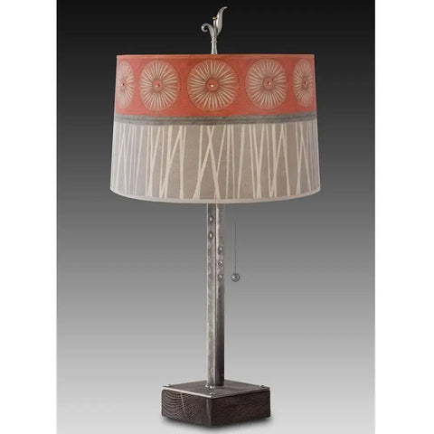 Janna Ugone and Co. Steel Table Lamp RLG862-ST on Wood with Large Drum Shade