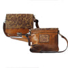 Urban Gypsy Design Uptown Messenger Handbag in Sparrow Print and Distressed Gold Color Artisan Designer Handbags