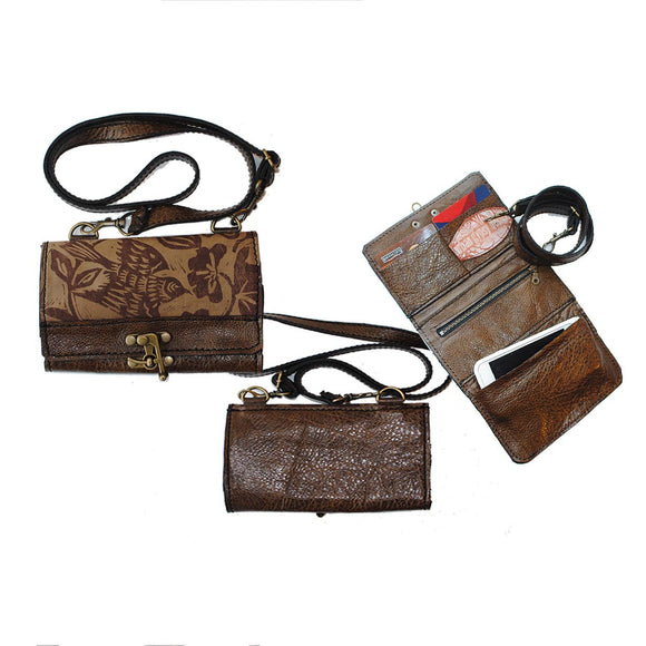 Oxford Clutch Handbag In Sparrow Print and Appalation Trail Color by Urban Gypsy Design, Christina Hankins, Artistic Designer Handbags