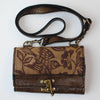 Urban Gypsy Design Oxford Clutch Handbag In Sparrow Print and Appalation Trail Color Artisan Designer Handbags