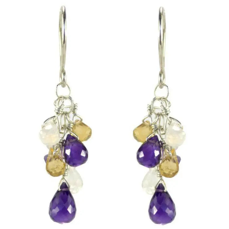 Vannucci Design by Justine Amethyst Moonstone and Citrine Gemfall Earrings EO054