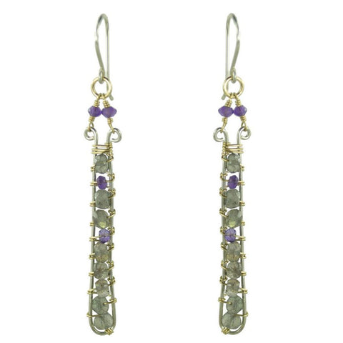 Vannucci Design by Justine Amethyst and Labradorite Wisteria Earrings EO068