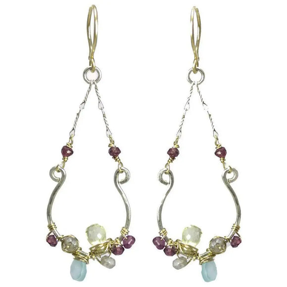 Vannucci Design by Justine Chalcedony Lemon Topaz Citrine Rhodolite Garnet and Labradorite Signature Earrings EL007