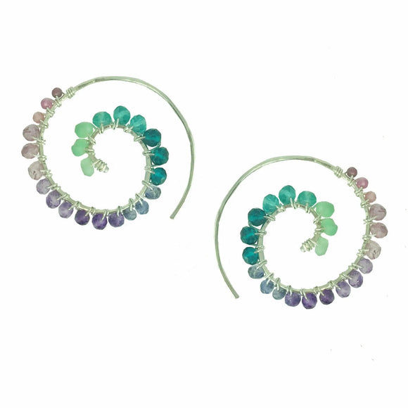 Vannucci Jewelry by Justine Chrysoprase Teal Quartz Amethyst Pink Amethyst Tourmaline Earrings E001UNI