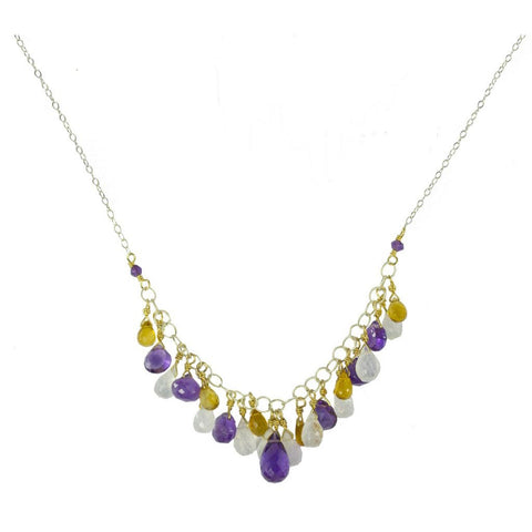 Vannucci Design by Justine Citrine Amethyst and Moonstone Gemfall Necklace NO2056