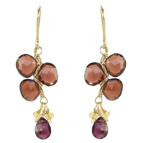 Vannucci Design by Justine Garnet Citrine and Rhodalite Garnet Licorice Earrings EL036